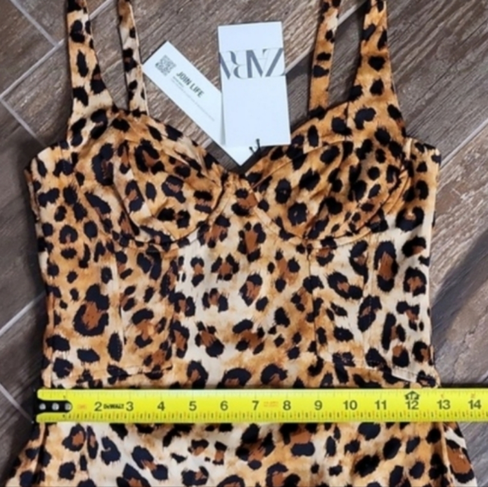 XXS/XS Zara Animal Print Softly Structured Bodice Silky Sleeveless Maxi Dress - Picture 7 of 14